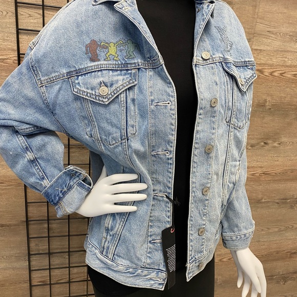 American Eagle X Keith Haring Oversized Denim Jacket (Size XS) - Picture 2 of 6